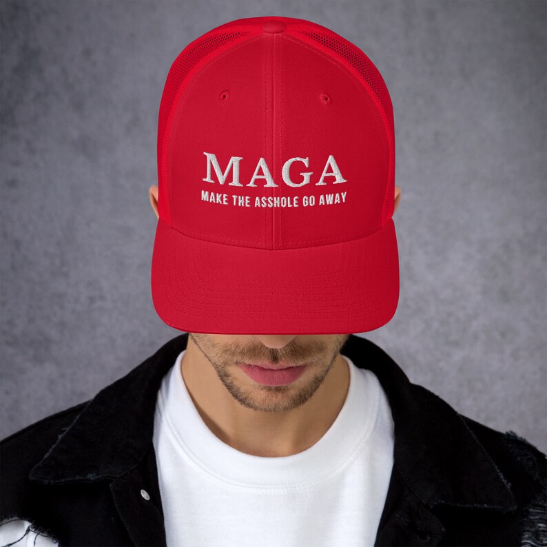 MAGA Make The Asshole Go Away Trucker Cap, Anti Trump Embroidered Hat image 6