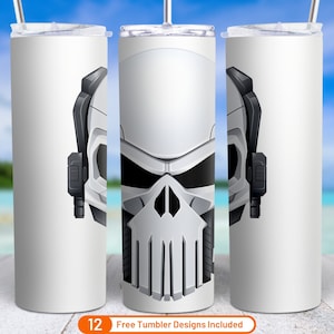 Cyber Skull Art 3D Tumbler Wrap Cybernetic 20 oz Skinny Tumbler Sublimation Design Cyberpunk Robotic Skull Art Digital Download PNG