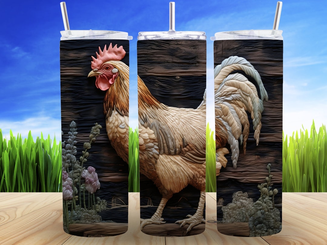 3D Rustic Chicken 20 Oz Skinny Tumbler Sublimation Design Digital ...