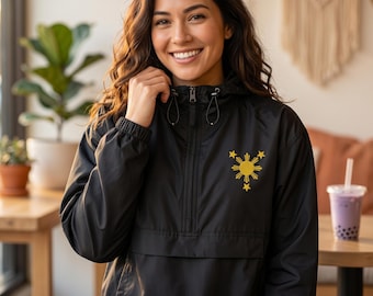 Filipino Sun Windbreaker, Philippines Pride Rain Jacket, Pinoy Heritage Anorak, Pinay Gift For Her