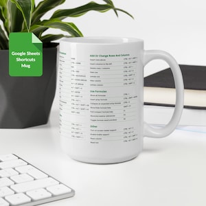 Google Sheets Shortcuts Mug, Google Sheets PC Shortcuts Mug, Accountant Office Coffee Mug, CPA, Tax Prep, Coworker Gift