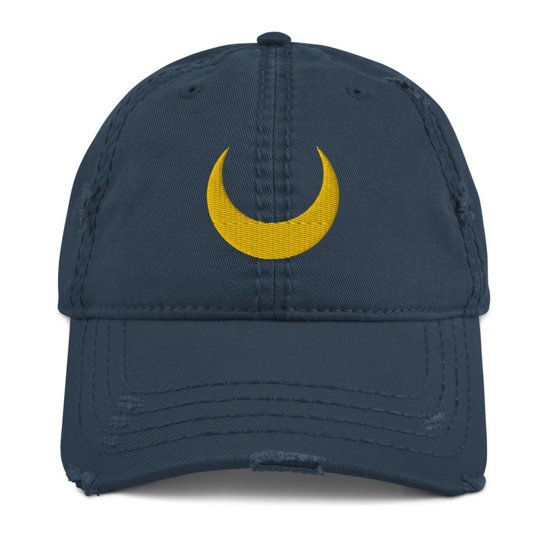 Anime Moon Hat, Black Lady Distressed Dad Hat, Moon Costume Cap image 2