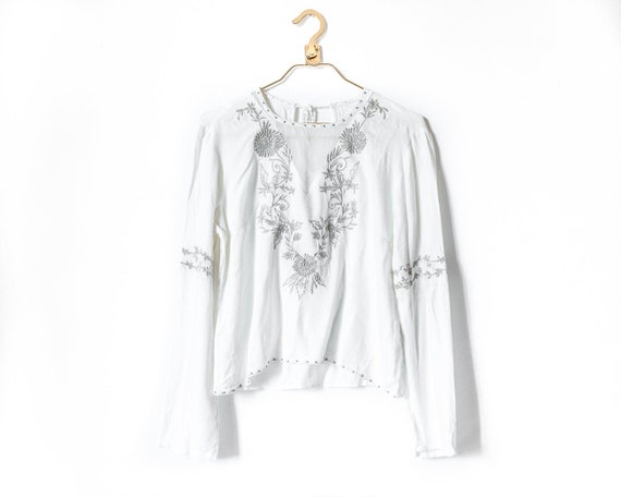 Decorated Boho Shirt for woman white 