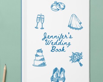 Diario de boda personalizado de tapa dura (libro con 150 páginas rayadas)