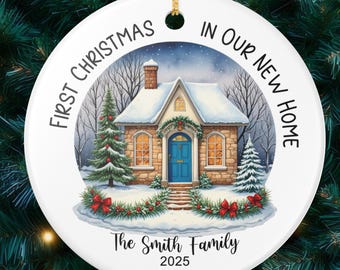 Personalized First Christmas in New Home Ceramic Christmas Ornament