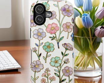 Cloisonne Look Floral Magnetic Impact Resistant iPhone Case