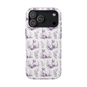 Violet Toile de Jouy Labrador Retriever Magnetic Impact Resistant iPhone Case image 8