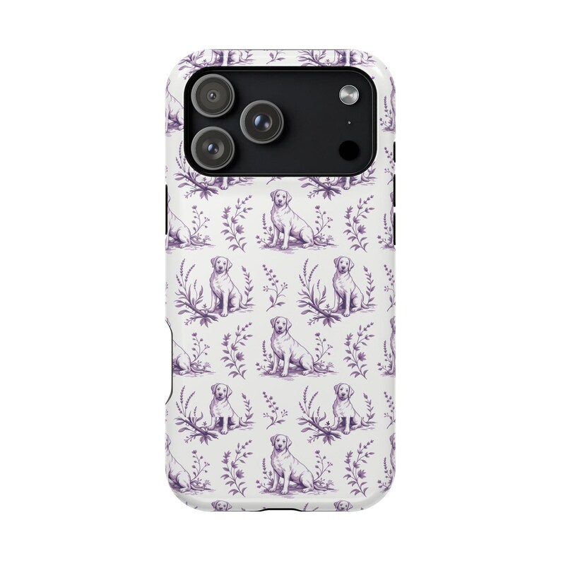 Violet Toile de Jouy Labrador Retriever Magnetic Impact Resistant iPhone Case image 8