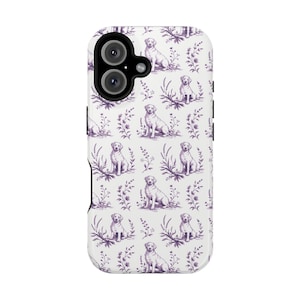 Violet Toile de Jouy Labrador Retriever Magnetic Impact Resistant iPhone Case image 9