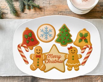 Christmas Cookie Platter: 14x10 Inch, Microwave/Dishwasher Safe, Made in USA