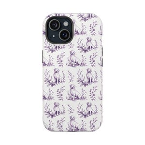 Violet Toile de Jouy Labrador Retriever Magnetic Impact Resistant iPhone Case image 16