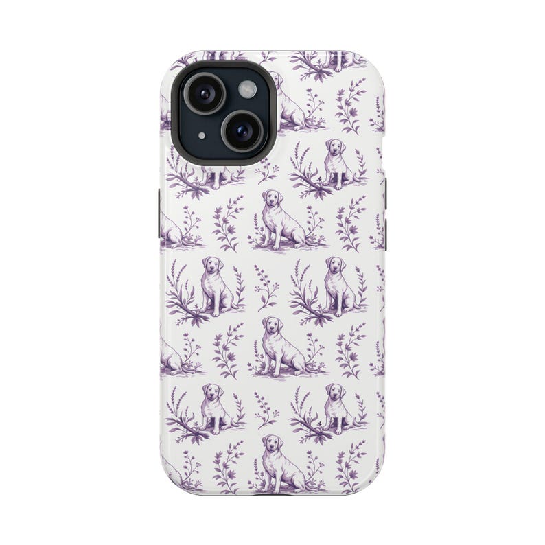 Violet Toile de Jouy Labrador Retriever Magnetic Impact Resistant iPhone Case image 16