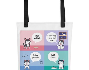 Siberian Husky Cartoon Tote Bag