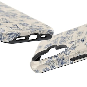 Funda magnética resistente a impactos para iPhone con diseño de Labrador Retriever en color azul Toile de Jouy imagen 13