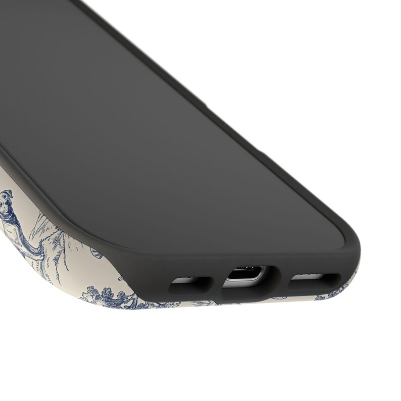 Funda magnética resistente a impactos para iPhone con diseño de Labrador Retriever en color azul Toile de Jouy imagen 14