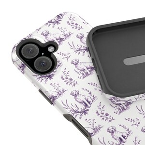 Violet Toile de Jouy Labrador Retriever Magnetic Impact Resistant iPhone Case image 14