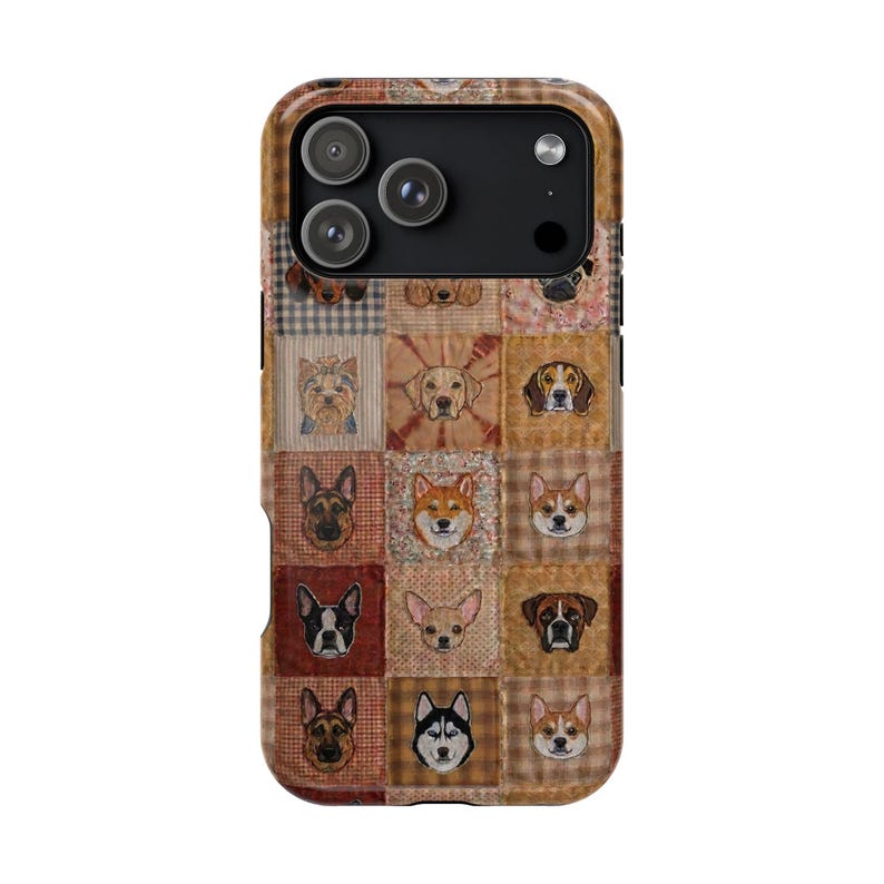 Boho Dog Lover Faux Patchwork Magnetic Impact-Resistant iPhone and Samsung S26 Series Case zdjęcie 5