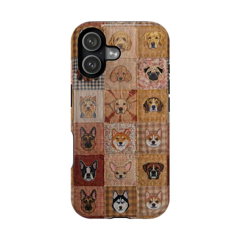 Boho Dog Lover Faux Patchwork Magnetic Impact-Resistant iPhone and Samsung S26 Series Case zdjęcie 3