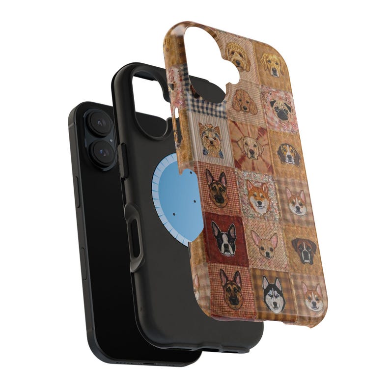 Boho Dog Lover Faux Patchwork Magnetic Impact-Resistant iPhone and Samsung S26 Series Case zdjęcie 7