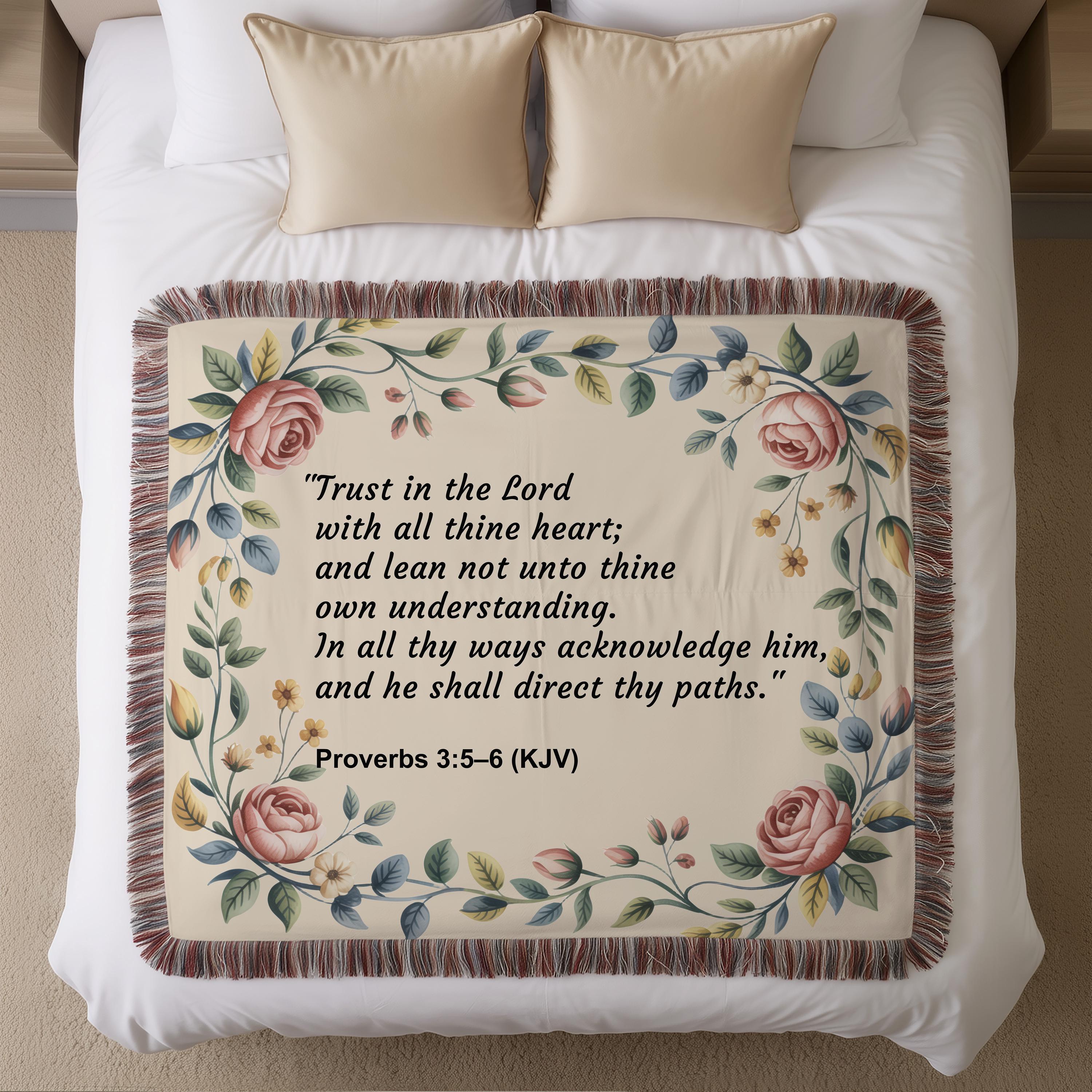 Trust in the Lord Cotton Woven Blanket, 60 by 50 Inches