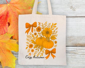 Cozy Autumn Cotton Canvas Tote Bag