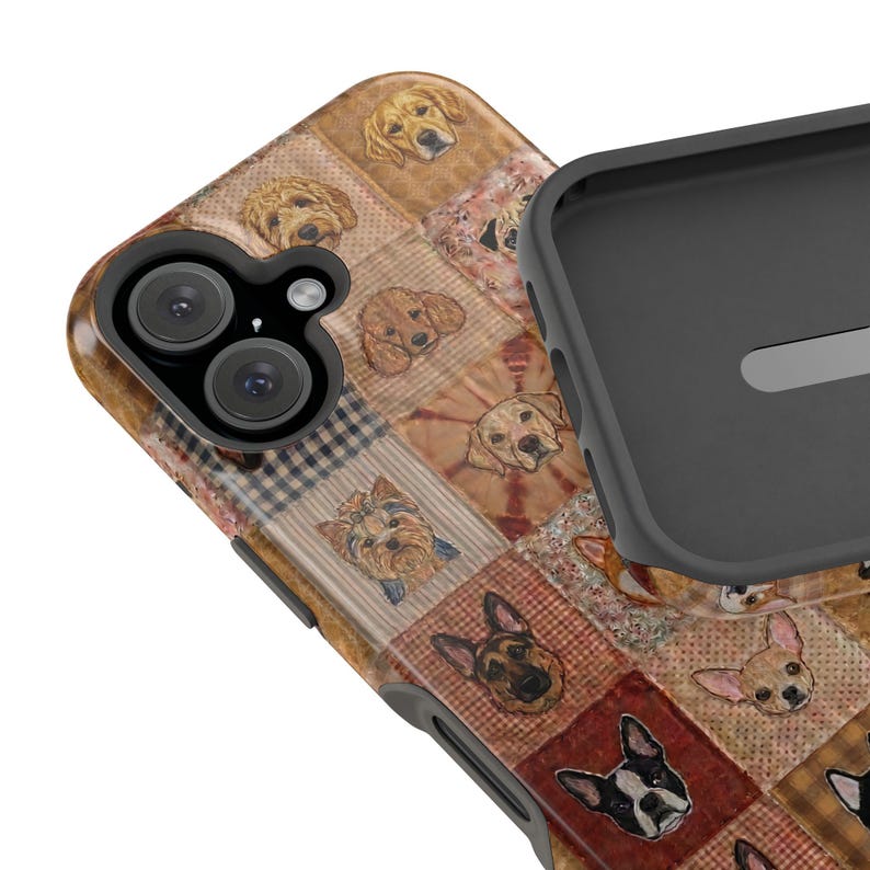 Boho Dog Lover Faux Patchwork Magnetic Impact-Resistant iPhone and Samsung S26 Series Case zdjęcie 16