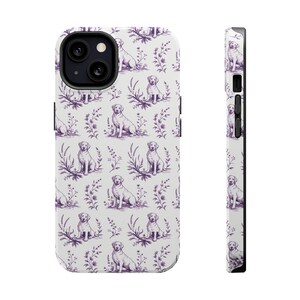 Violet Toile de Jouy Labrador Retriever Magnetic Impact Resistant iPhone Case image 17