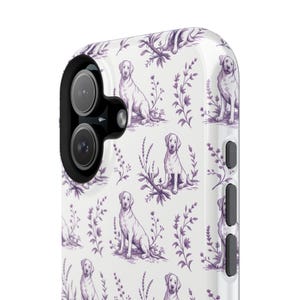 Violet Toile de Jouy Labrador Retriever Magnetic Impact Resistant iPhone Case image 10