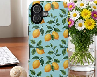 Lemon Pattern Magnetic Impact-Resistant iPhone and Samsung Series S26 Case