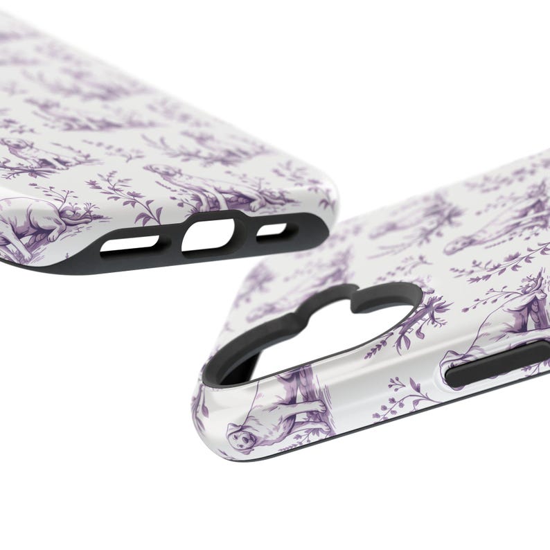 Violet Toile de Jouy Labrador Retriever Magnetic Impact Resistant iPhone Case image 11