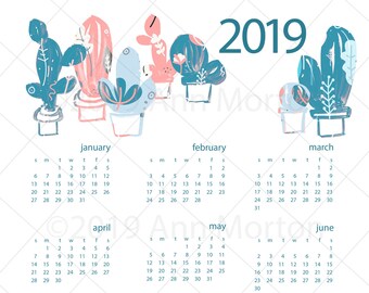 Cactus calendar 2019 | Etsy Cactus calendar 2019 | Etsy