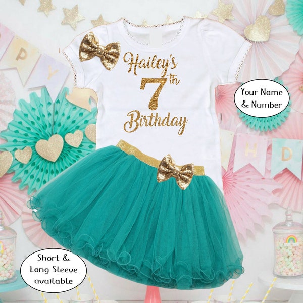 Birthday tutu, FREE SHIPPING, customizable number,  birthday onesie, turquoise birthday tutu set, turquoise tutu set.