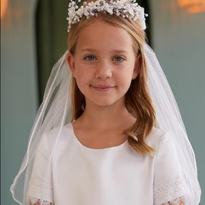 Crystal Crown Wreath with Veil, Communion Crown Headband, ,Communion Halo Wreath, Communion Veil, Velo de Primera Comunion,