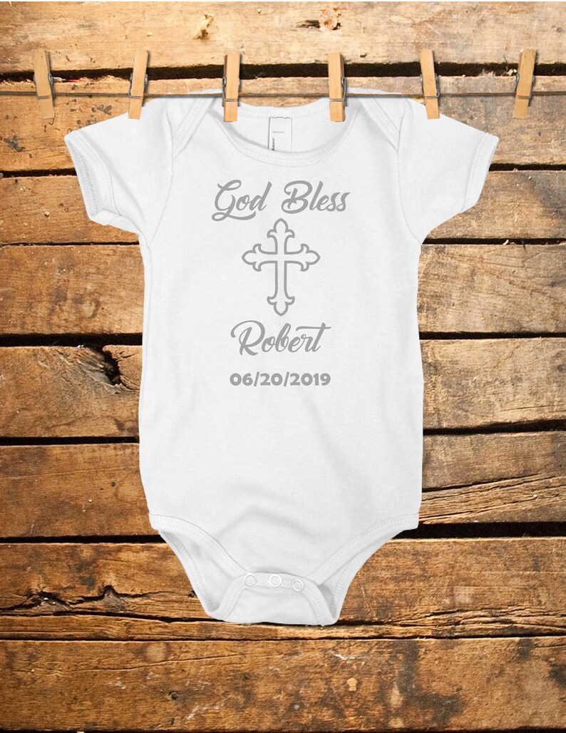 God Bless Personalized Christening or Baptism Onesie Etsy