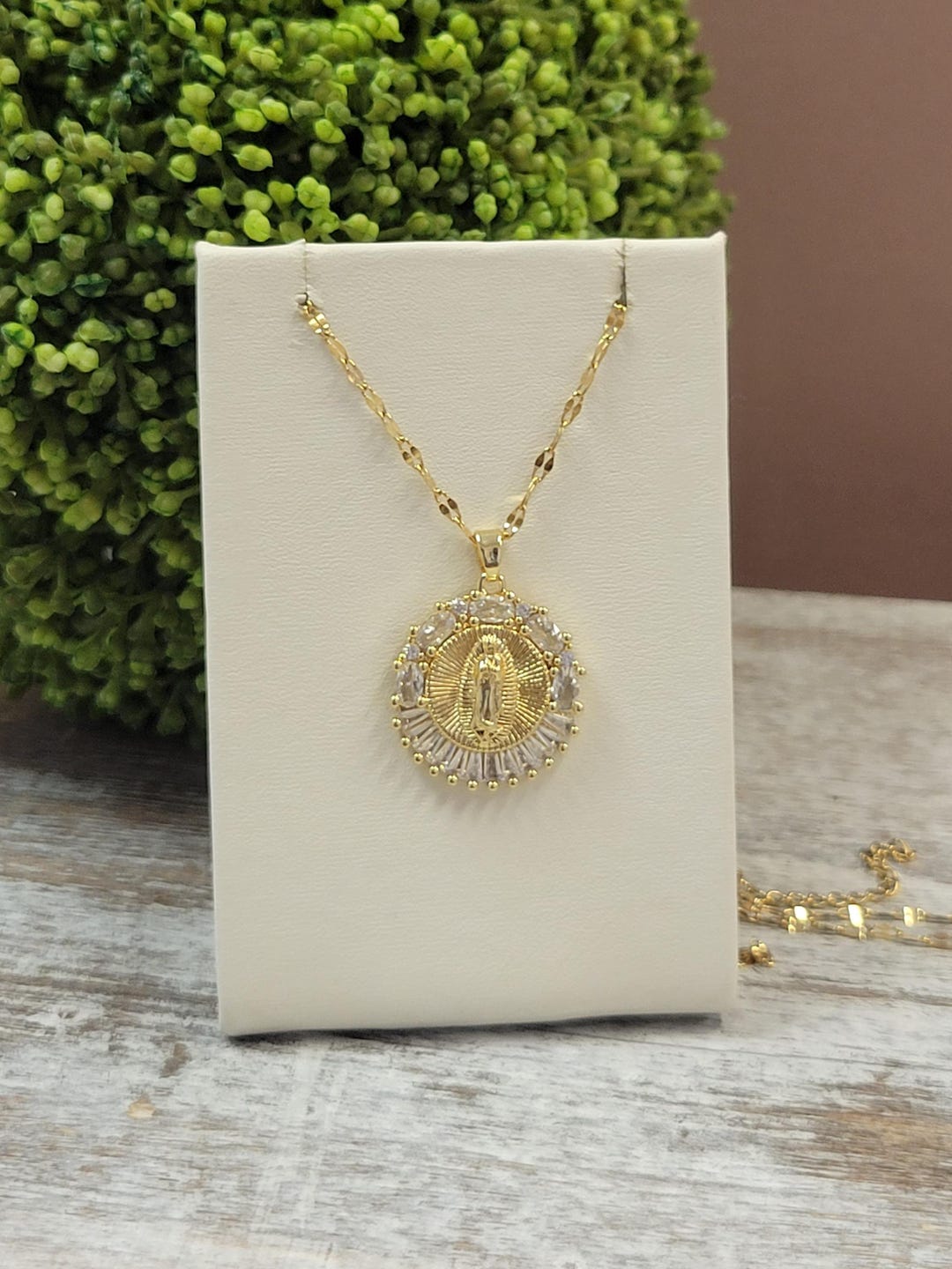 Our Lady of Guadalupe Necklace: 18k Gold Plated Zirconia Virgin Mary - Etsy