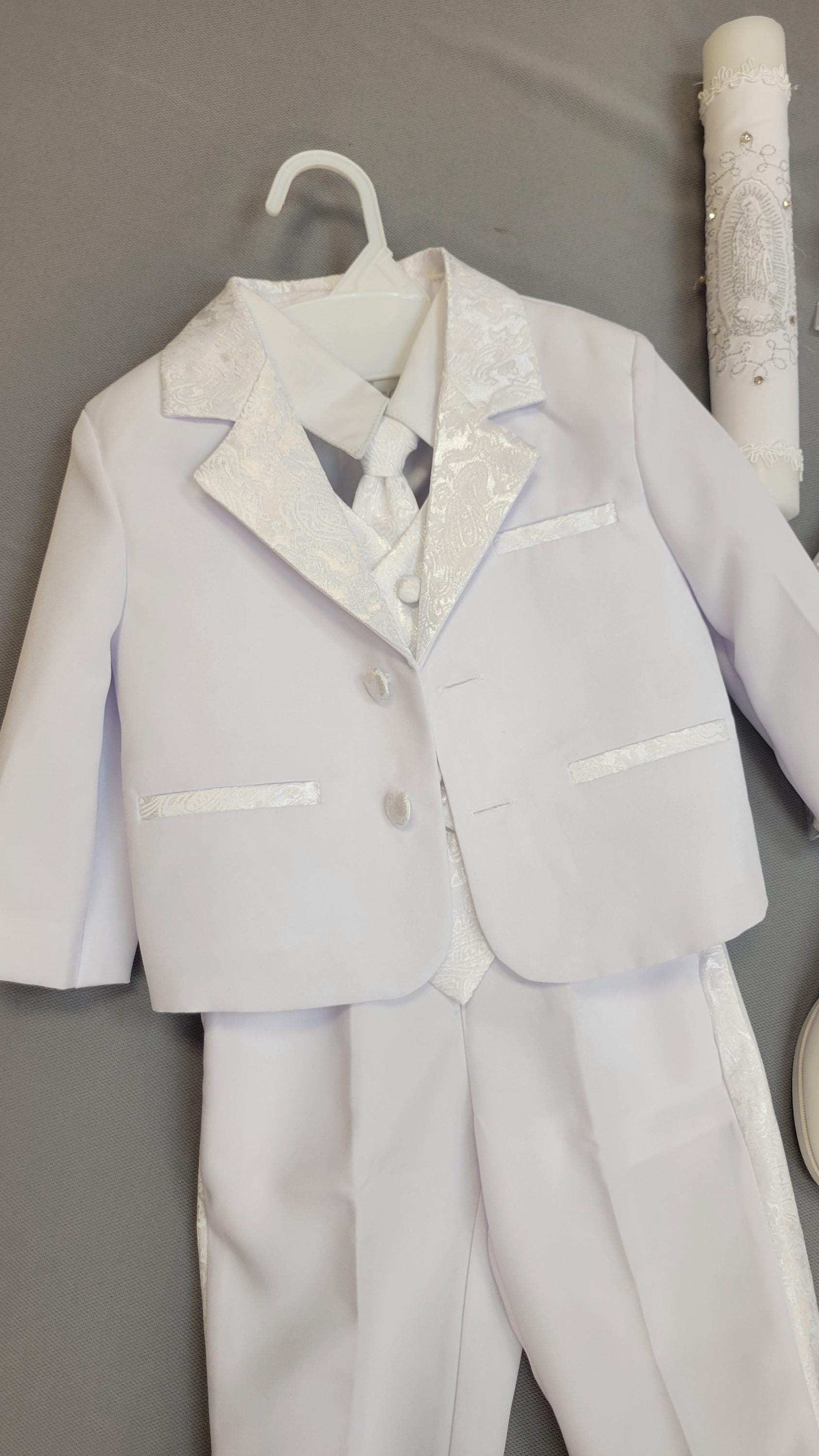 Guadalupe Boy's Christening Suit: 5-Piece White Baptism Outfit