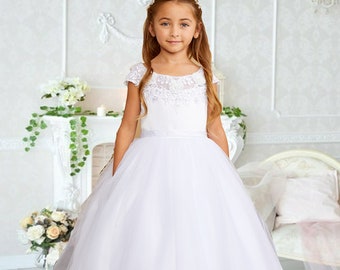 First communion dress / baptism dress / white dress for girls / ivory dress for girls/ holy communion dress