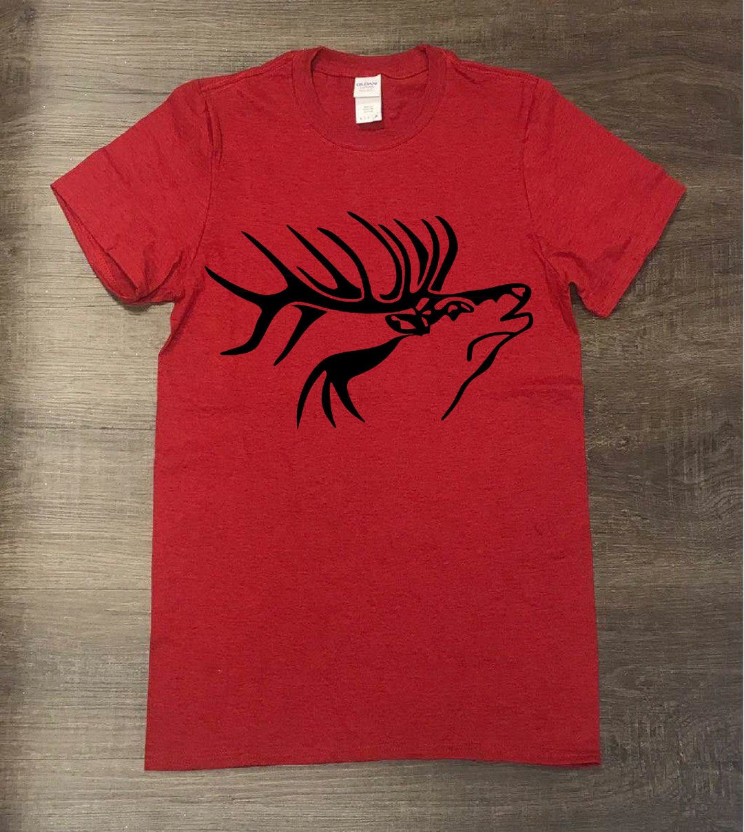 Elk Shirt, Men's Hunting Tshirt, With Elk Logo, Hunting Shirt Etsy