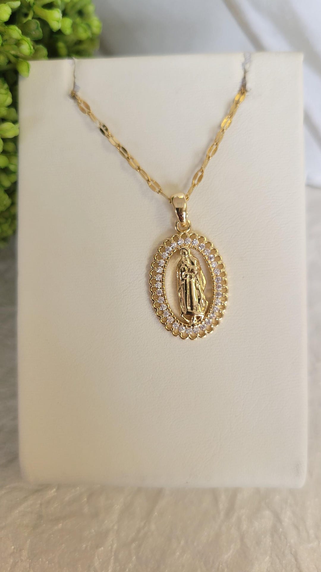 Our Lady of Guadalupe Necklace: 18k Gold Plated Zirconia Virgin Mary ...