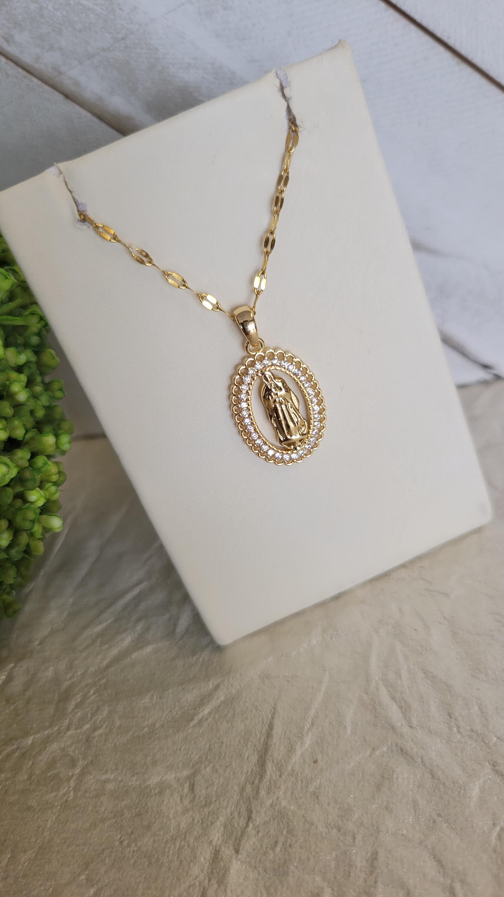 Our Lady of Guadalupe Necklace: 18k Gold Plated Zirconia Virgin Mary ...