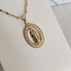 Our Lady of Guadalupe Necklace: 18k Gold Plated Zirconia Virgin Mary ...
