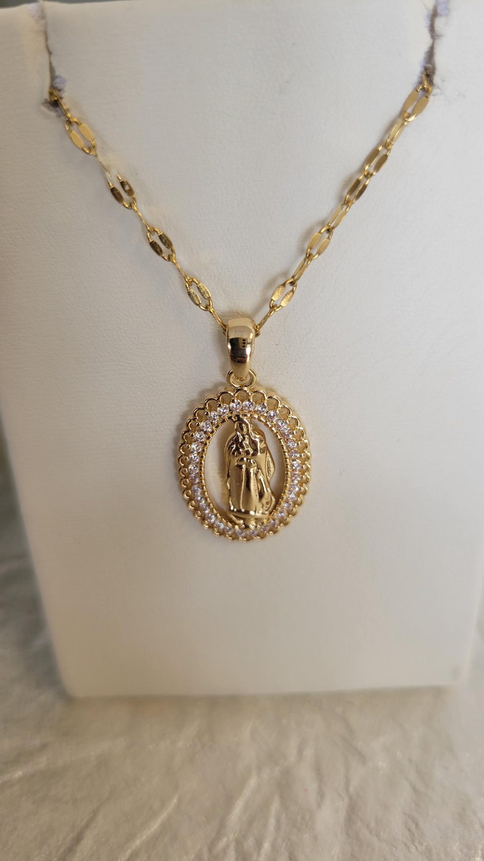 Our Lady of Guadalupe Necklace: 18k Gold Plated Zirconia Virgin Mary ...