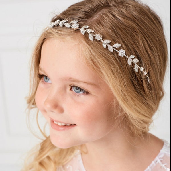 Crystal Flower Crown Wreath, Communion Crown Headband, Crystal Pearl Headband Flower Crown Wreath,Communion Halo Wreath, Pearl Headband,