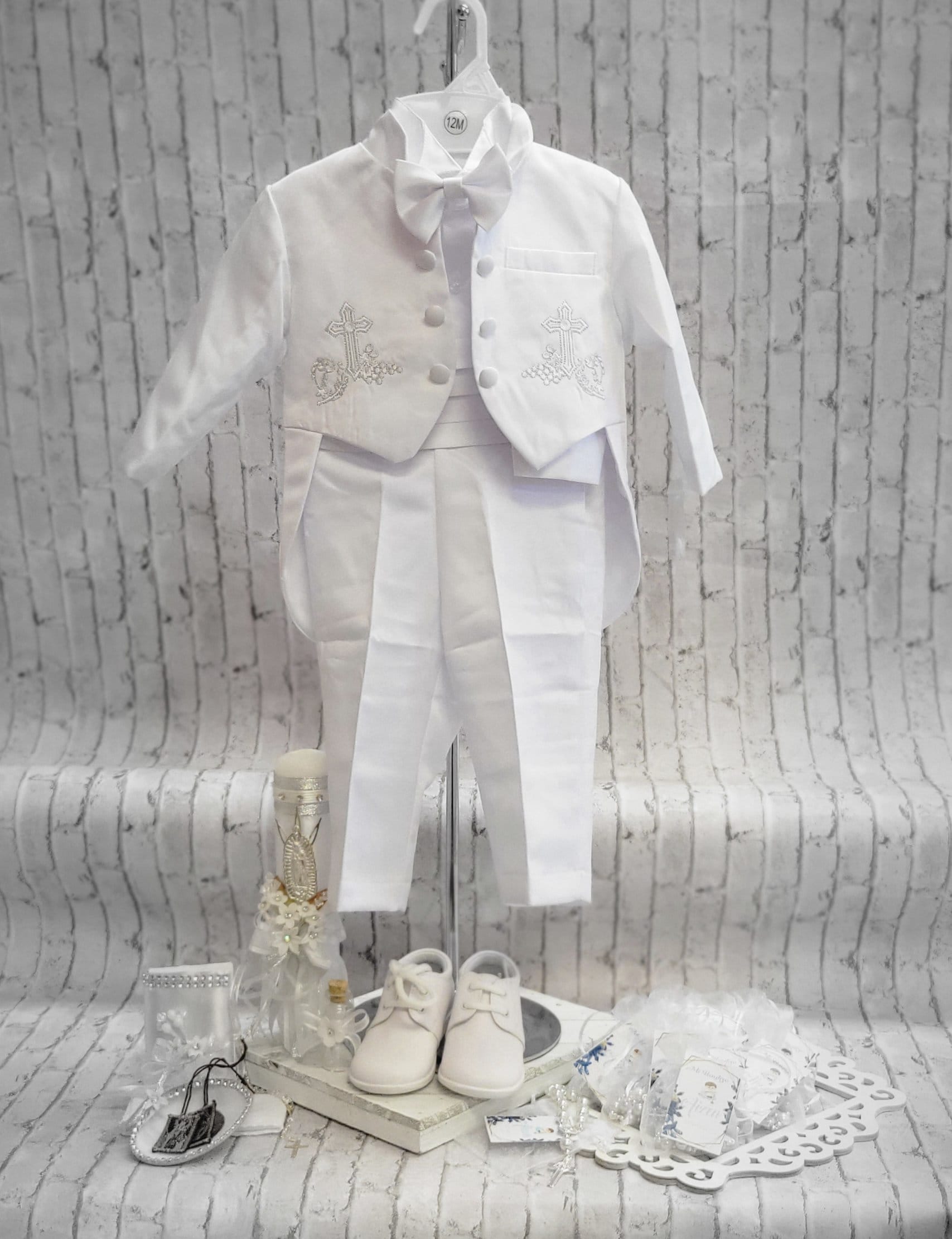 Costume Charro Pour Garçon 2T - Ensemble Blanc/argent 5 Pièces (Bautizo, Mariage, Fête)