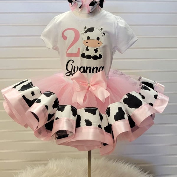 Cow Birthday Tutu Set, Farm Birthday Tutu Outfit, Barnyard Birthday Tutu Outfit,1st Birthday Outfit, Girl Birthday Outfit, Any age outfit