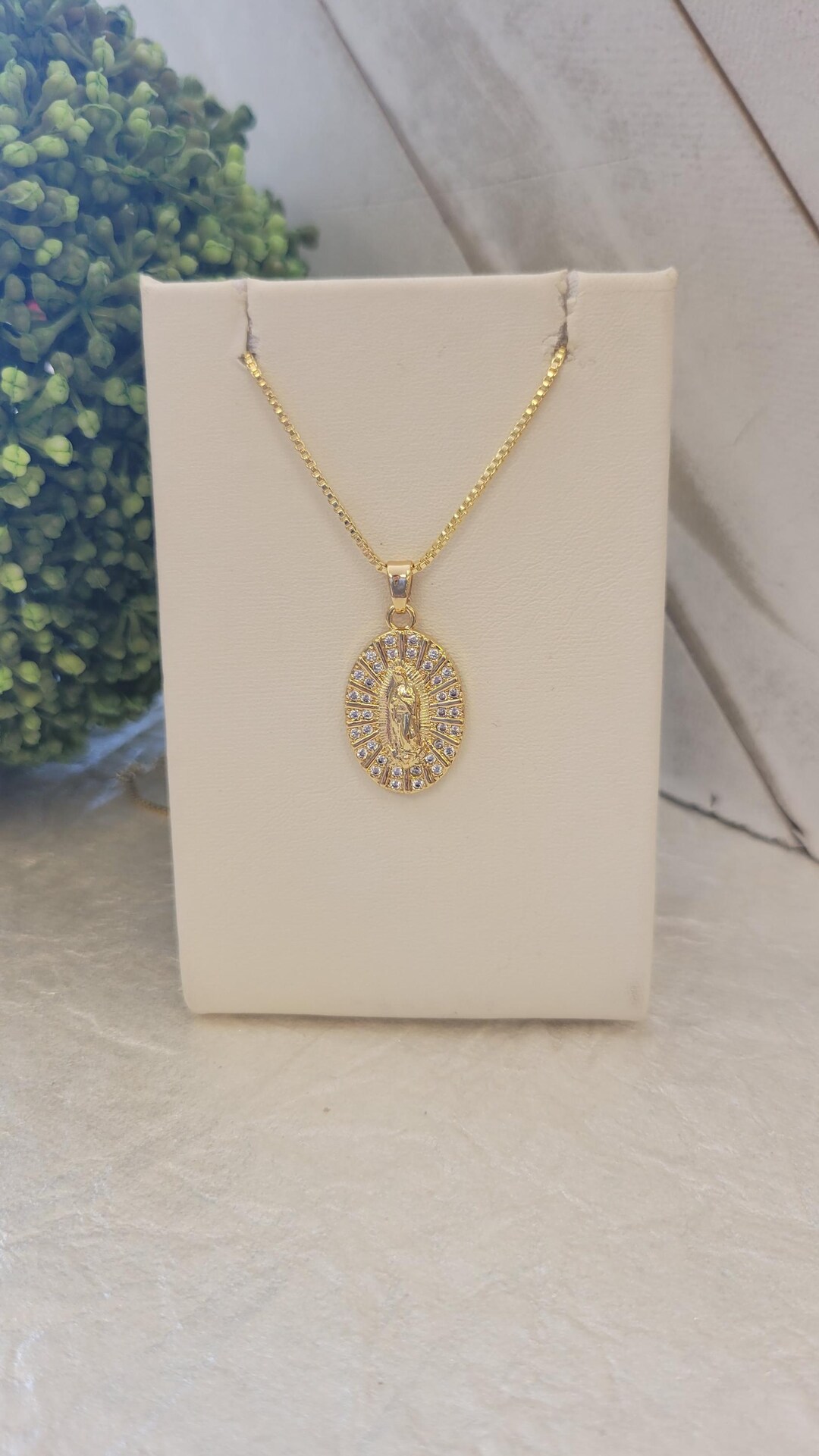 Our Lady of Guadalupe Necklace: 18k Gold Plated Zirconia Virgin Mary - Etsy