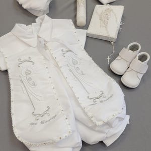 Traje de bautizo para niño: San Judas, Saint Jude, Romper Gown Ropon, White Boy Gown, Vintage Outfit, Niño Bautizo,