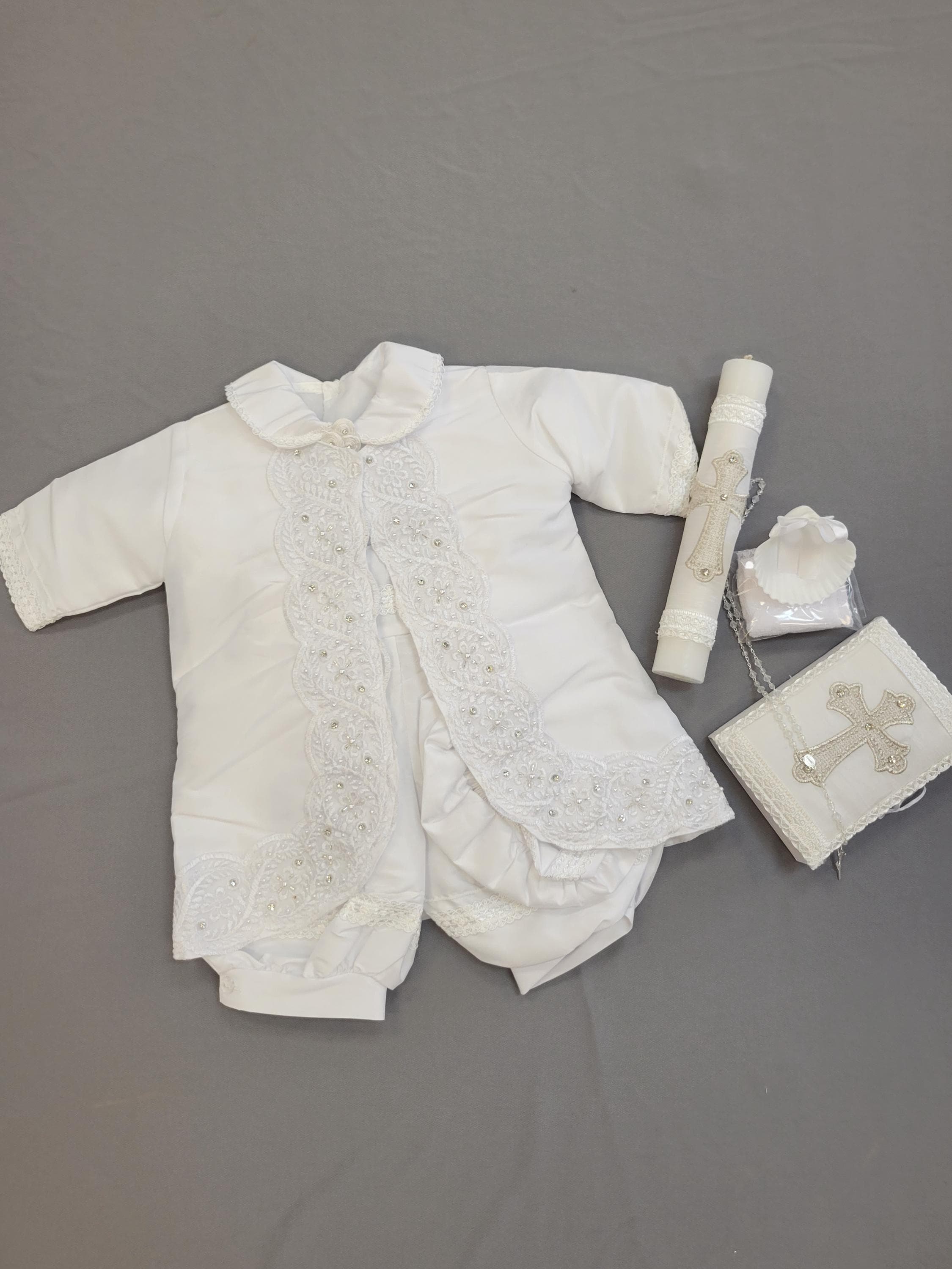Handmade Boy Christening Gown: Vintage Baptism Outfit with Bonnet