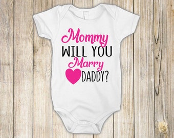 Mummy Will you marry Daddy baby grow vest marriage proposal valentines gift 
