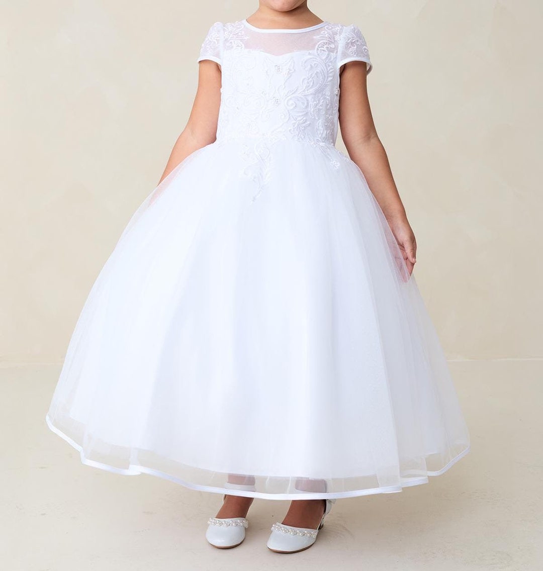 Classic First Diamond white lace Communion Dress main image 0